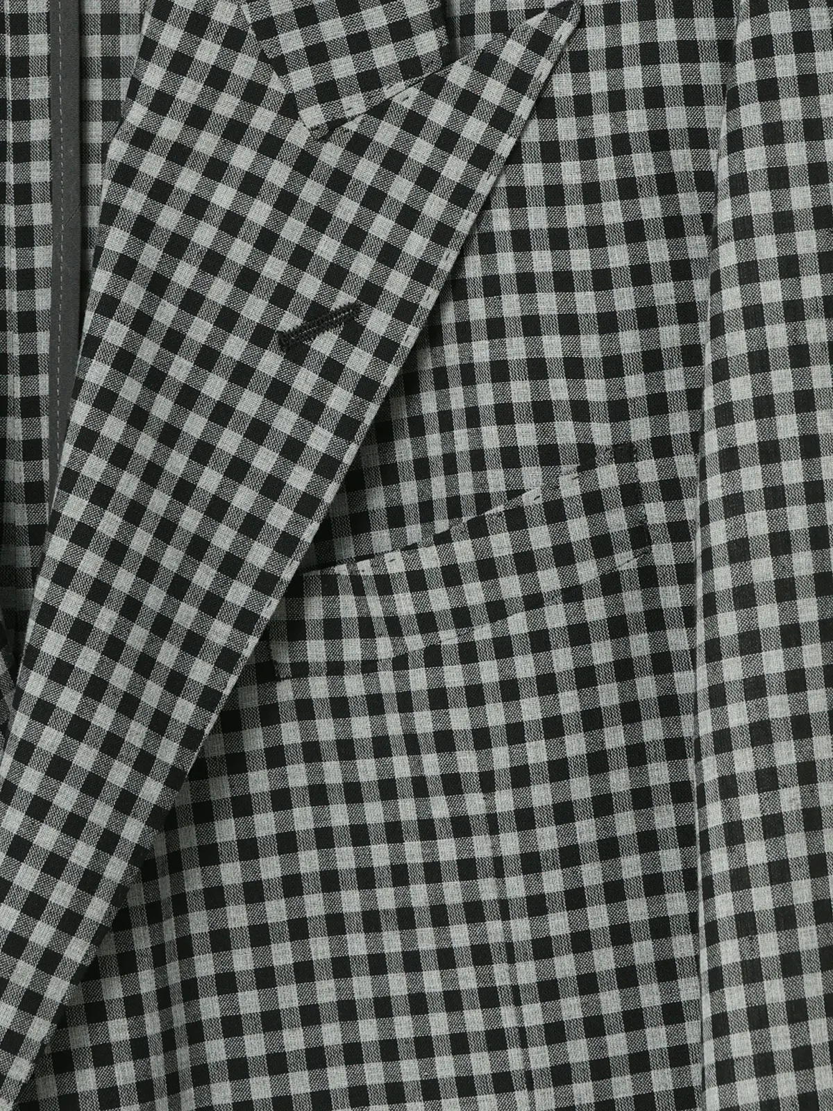 GOOVI／ダブルブレストジャケット／ポリエステルリネン／ギンガムチェック グレー 0