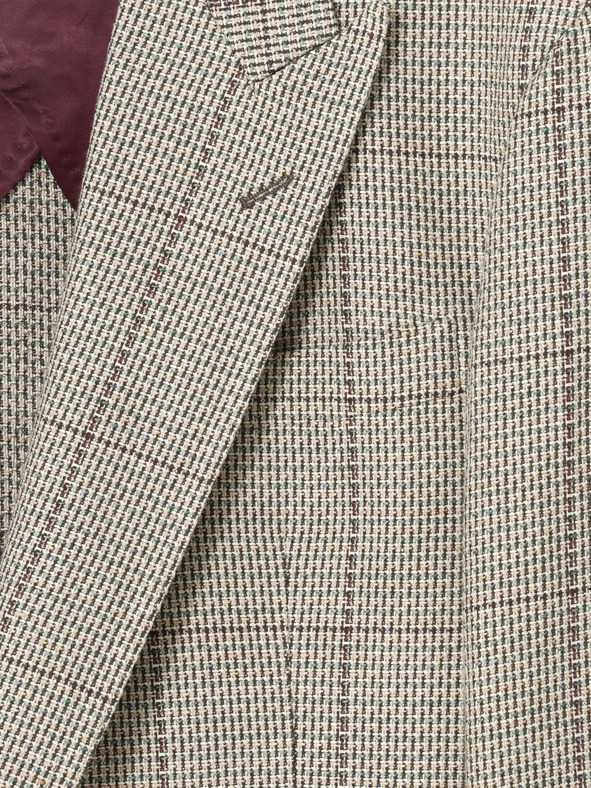 GOOVI／ダブルブレストジャケット／コットンリネン和紙ブレンド／カラープレイド ベージュ 1