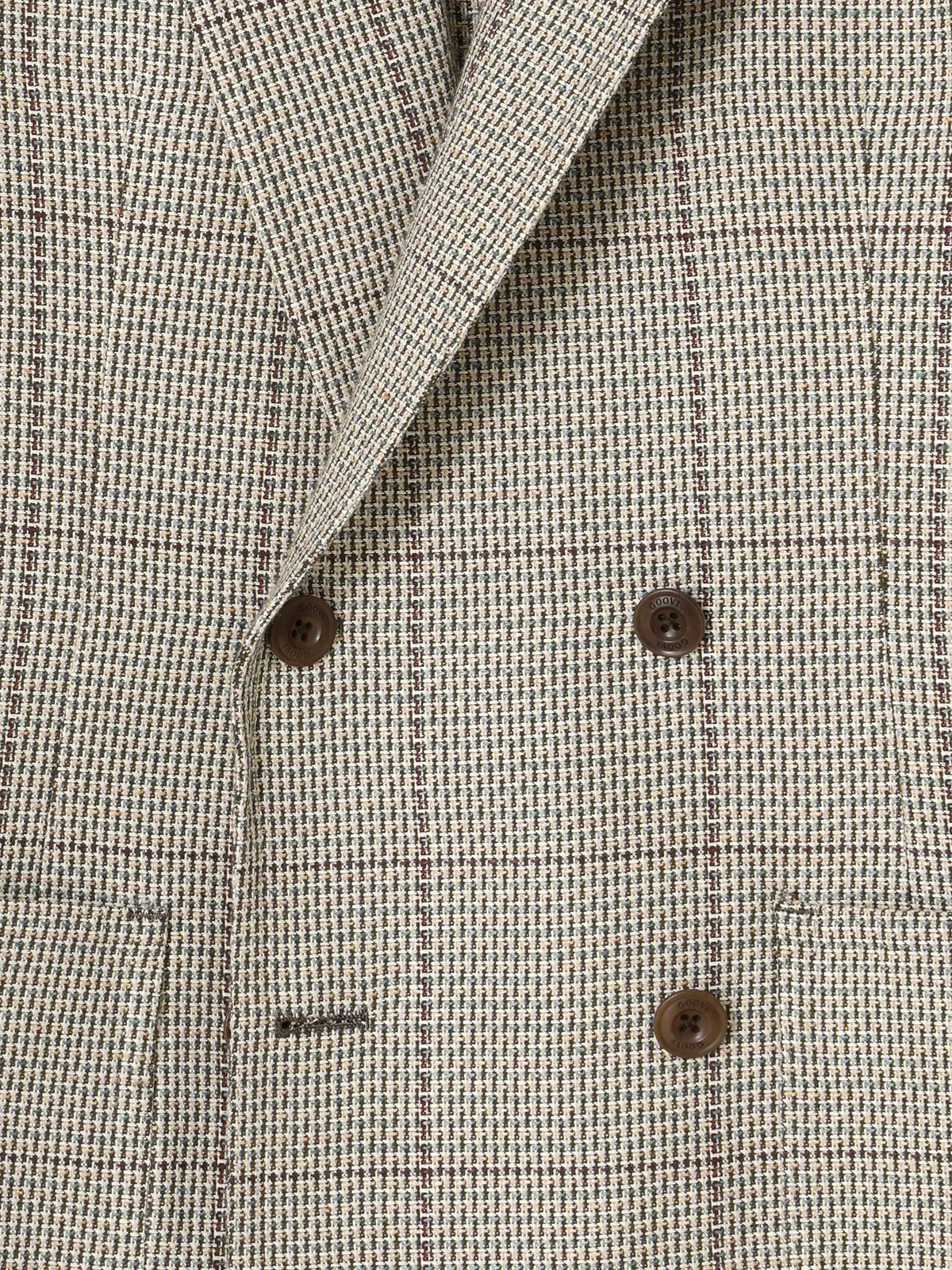 GOOVI／ダブルブレストジャケット／コットンリネン和紙ブレンド／カラープレイド ベージュ 1