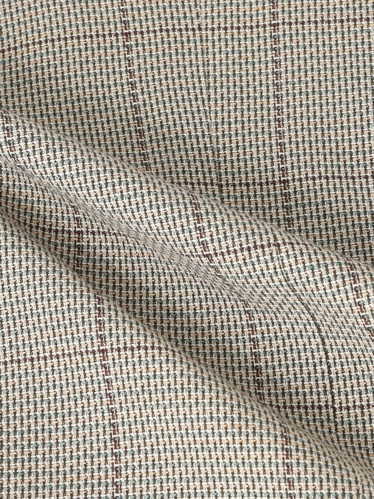 GOOVI／ダブルブレストジャケット／コットンリネン和紙ブレンド／カラープレイド ベージュ 1