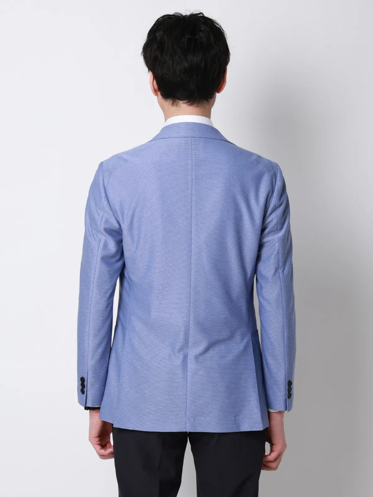 涼しい最高ニットジャケット／ウォッシャブル／ストレッチ／メッシュジャージー／織柄／CH28 ブルー SS