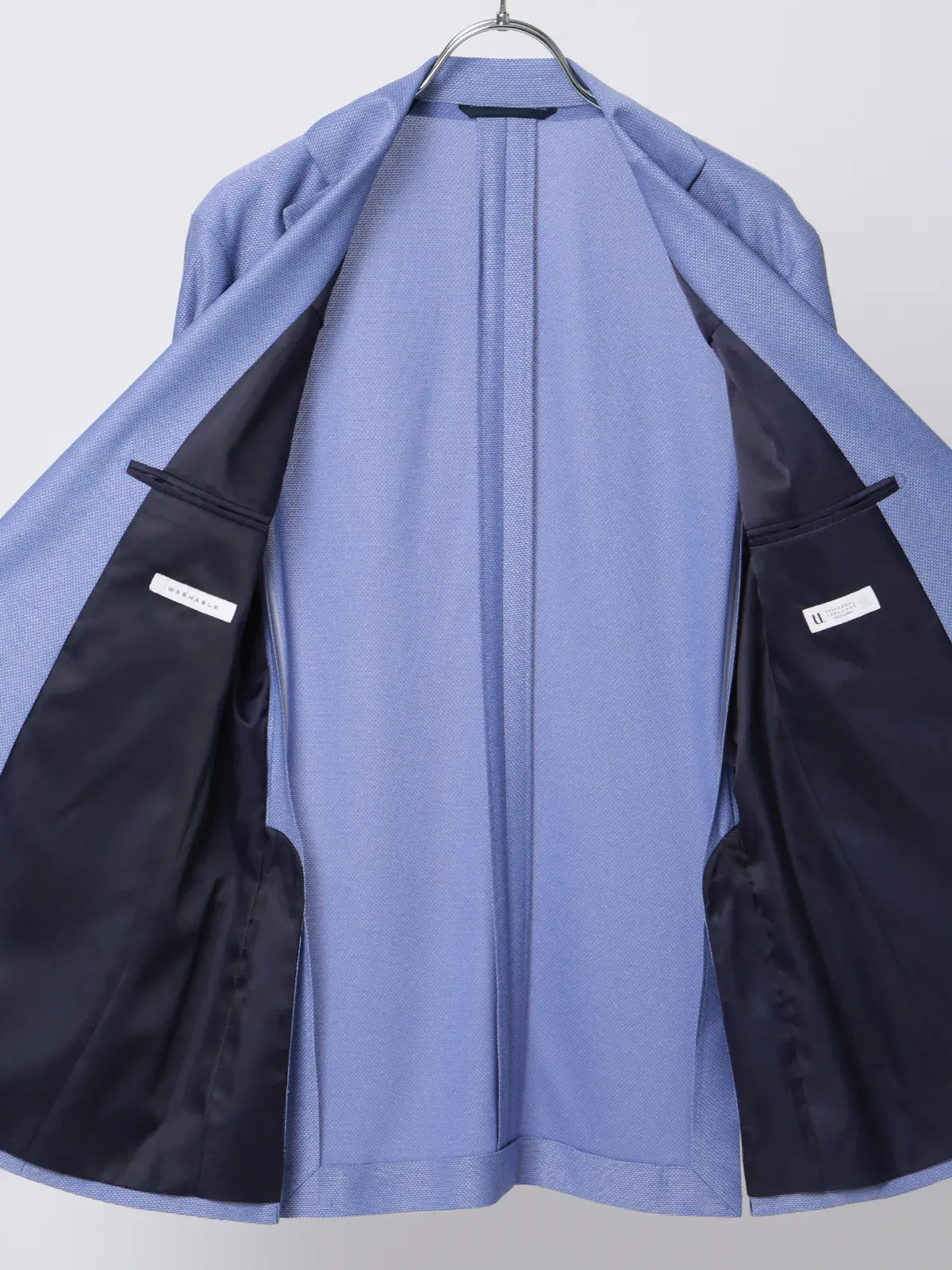 涼しい最高ニットジャケット／ウォッシャブル／ストレッチ／メッシュジャージー／織柄／CH28 ブルー SS