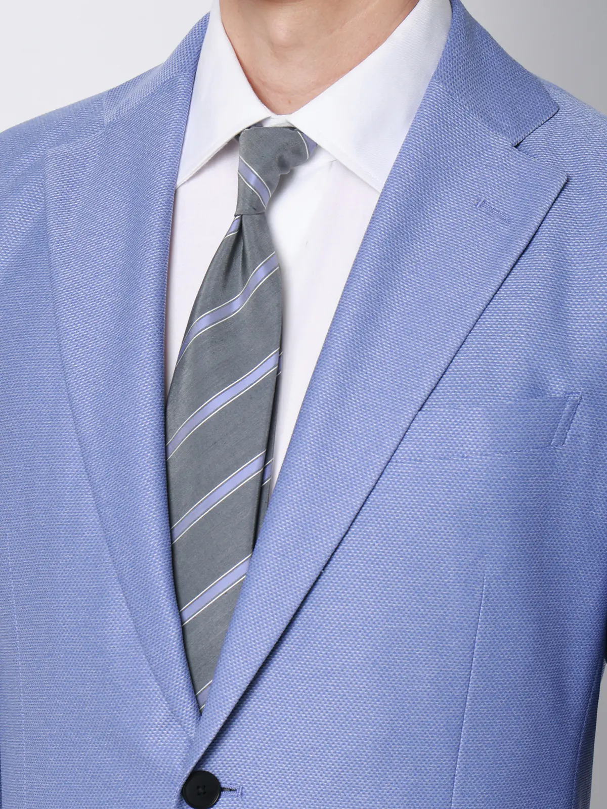 涼しい最高ニットジャケット／ウォッシャブル／ストレッチ／メッシュジャージー／織柄／CH28 ブルー SS