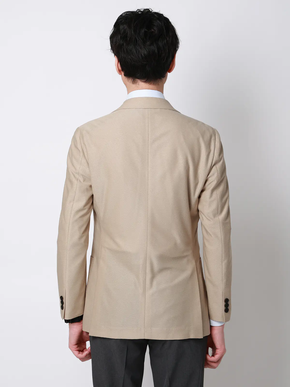 涼しい最高ニットジャケット／ウォッシャブル／ストレッチ／メッシュジャージー／織柄／CH28 ベージュ SS