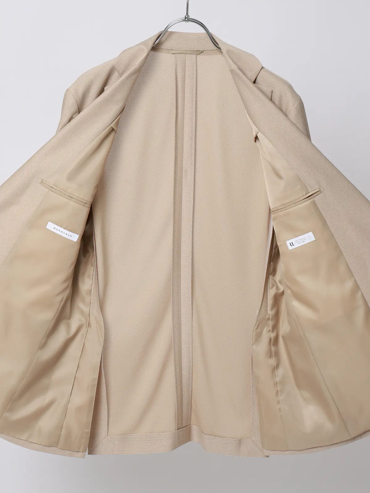 涼しい最高ニットジャケット／ウォッシャブル／ストレッチ／メッシュジャージー／織柄／CH28 ベージュ SS