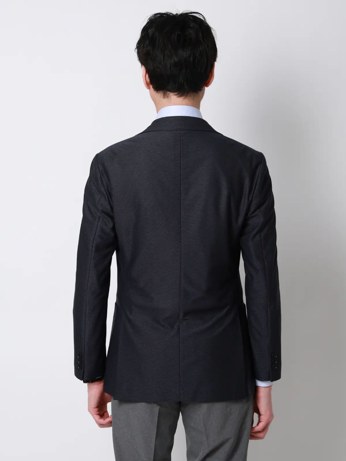 涼しい最高ニットジャケット／ウォッシャブル／ストレッチ／メッシュジャージー／織柄／CH28 ネイビー S