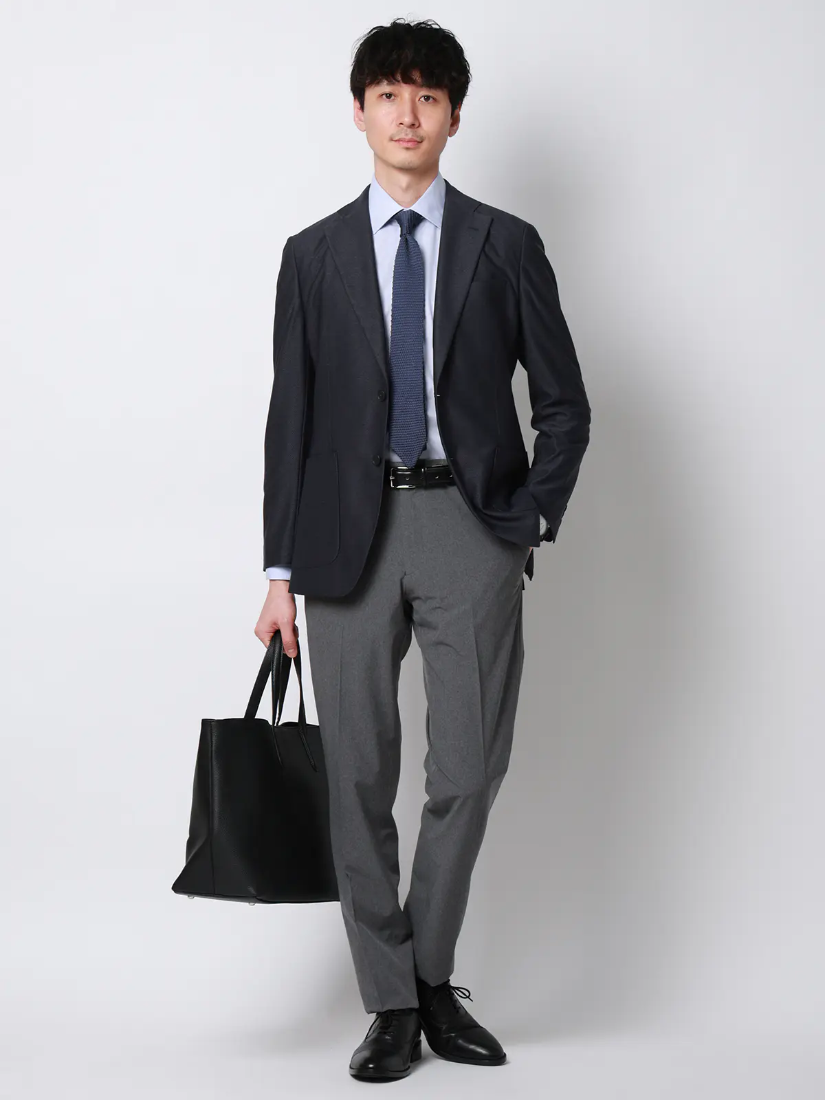 涼しい最高ニットジャケット／ウォッシャブル／ストレッチ／メッシュジャージー／織柄／CH28 ネイビー S