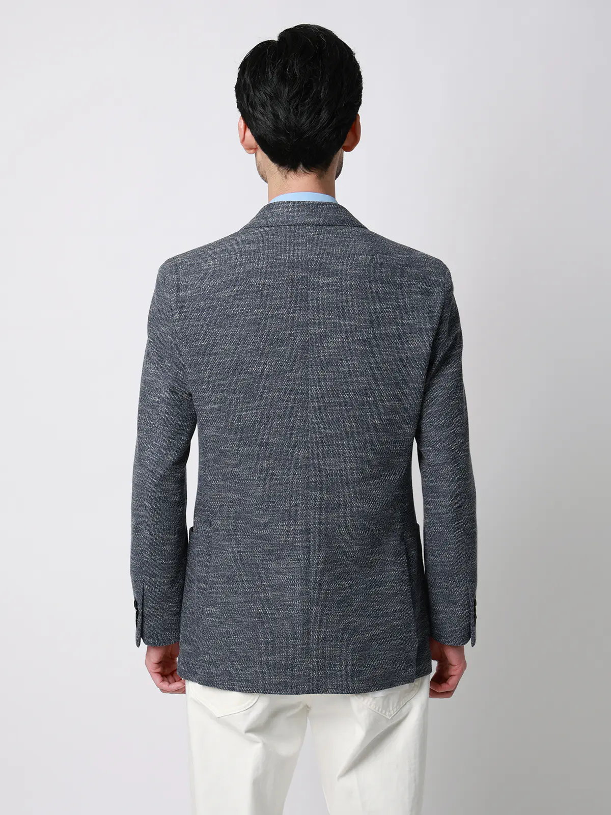 ジャケット／LANIFICIO ROMA／ストレッチ／ミックスジャージー／織柄／CR03 ブルー S