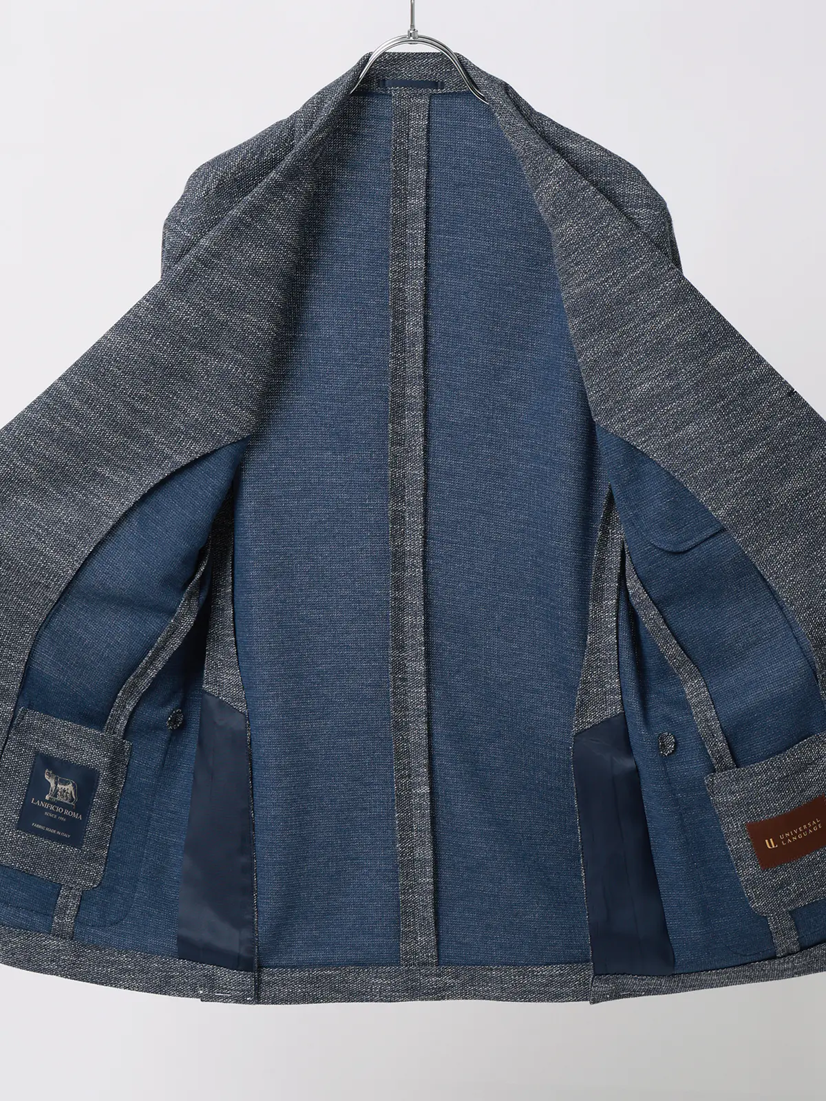 ジャケット／LANIFICIO ROMA／ストレッチ／ミックスジャージー／織柄／CR03 ブルー S