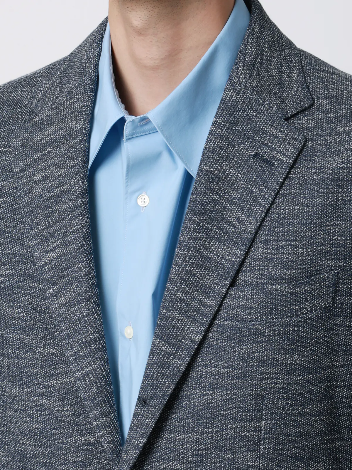 ジャケット／LANIFICIO ROMA／ストレッチ／ミックスジャージー／織柄／CR03 ブルー S