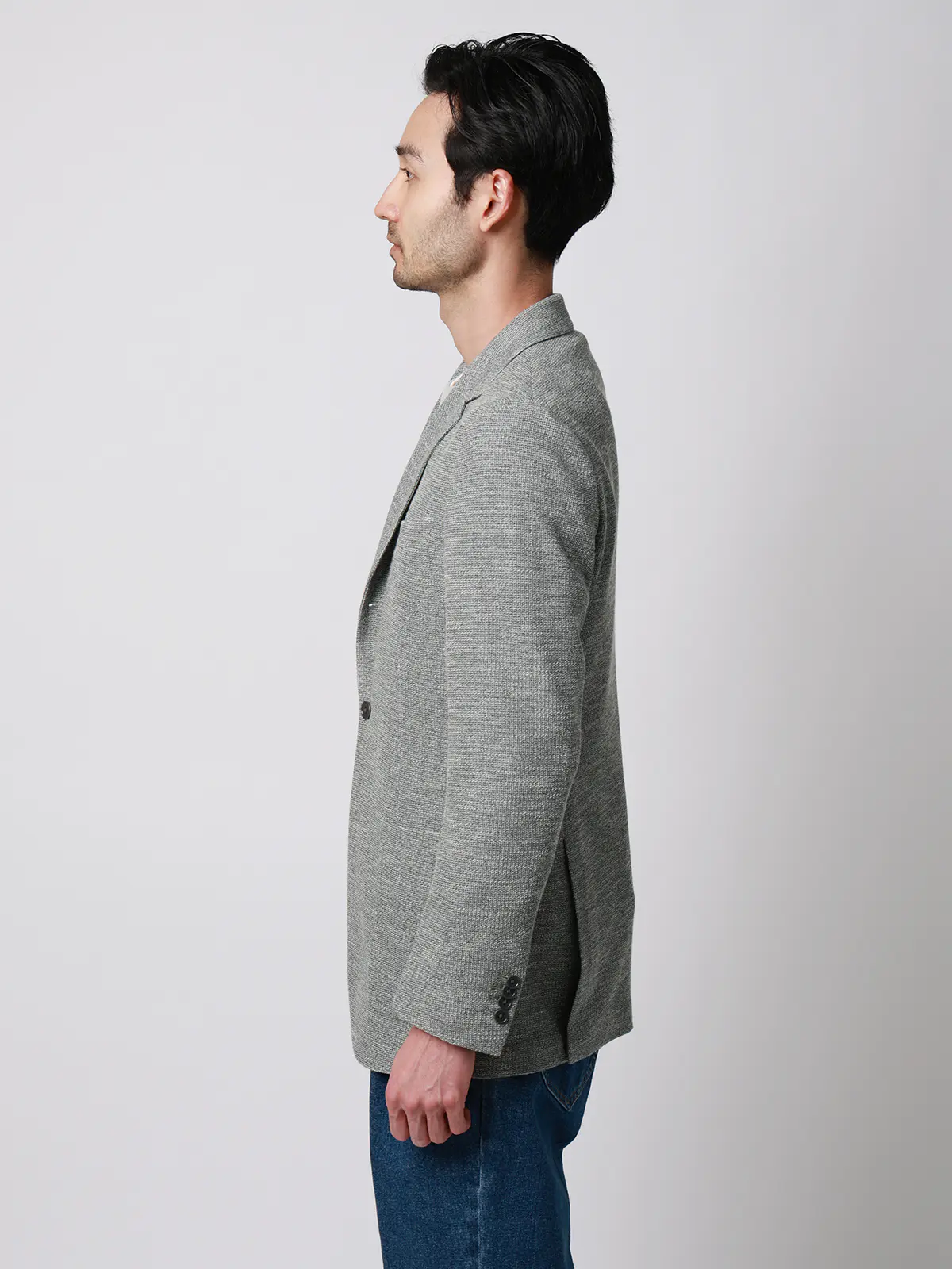 ジャケット／LANIFICIO ROMA／ストレッチ／ミックスジャージー／織柄／CR03 グレー S