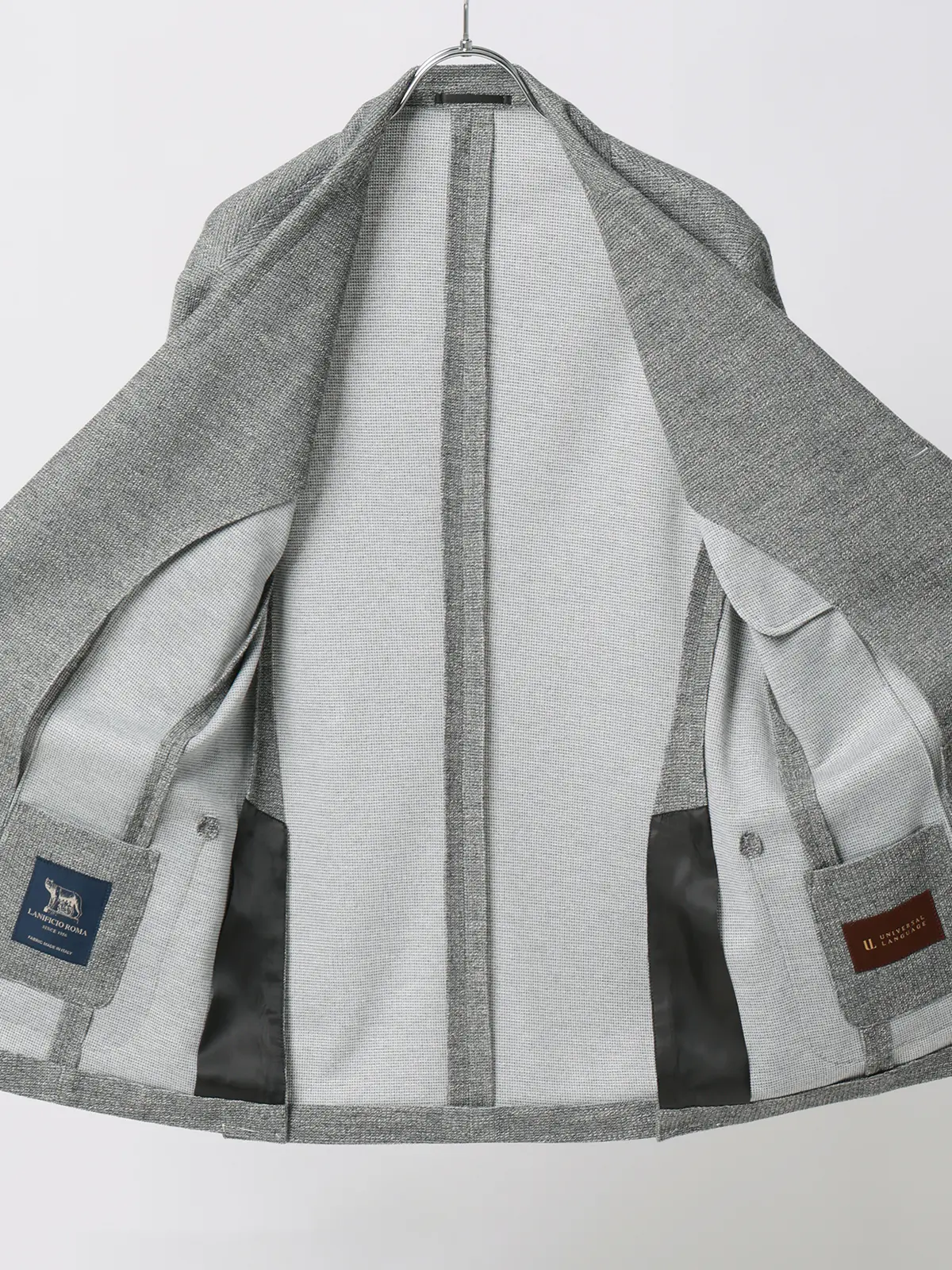ジャケット／LANIFICIO ROMA／ストレッチ／ミックスジャージー／織柄／CR03 グレー S
