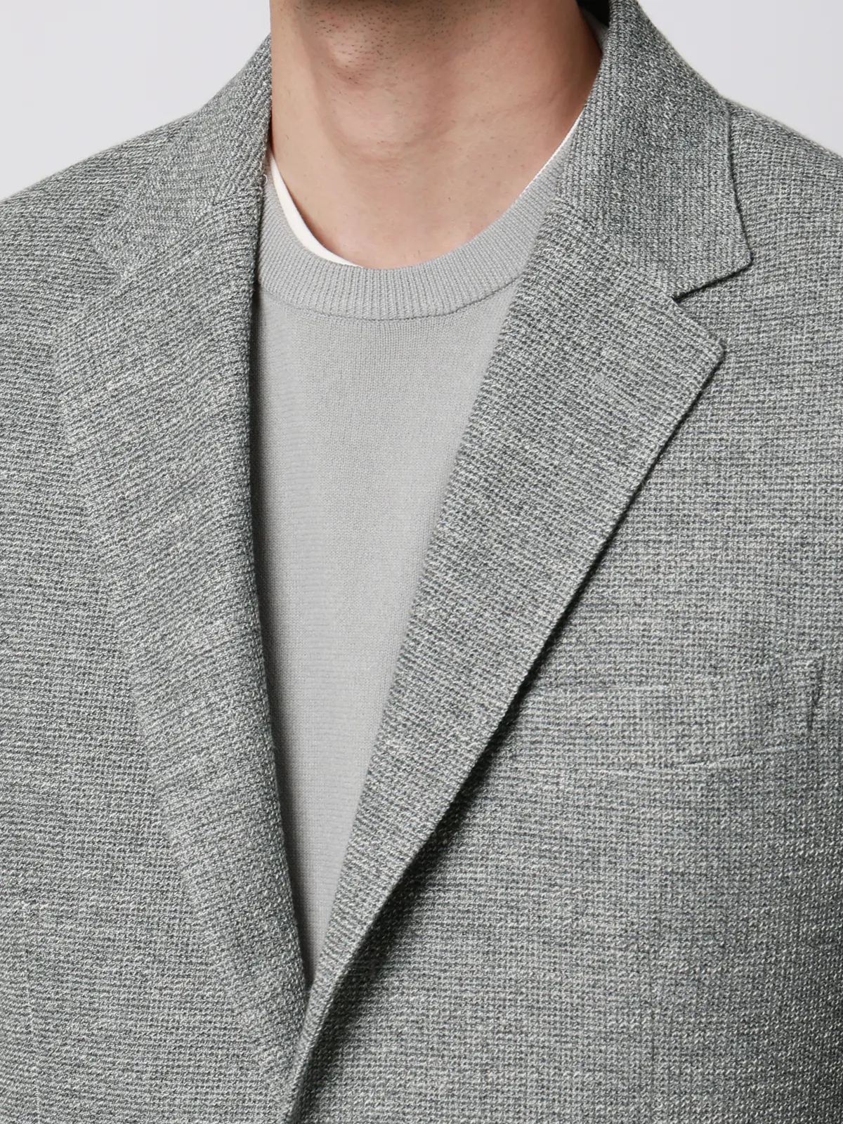 ジャケット／LANIFICIO ROMA／ストレッチ／ミックスジャージー／織柄／CR03 グレー S