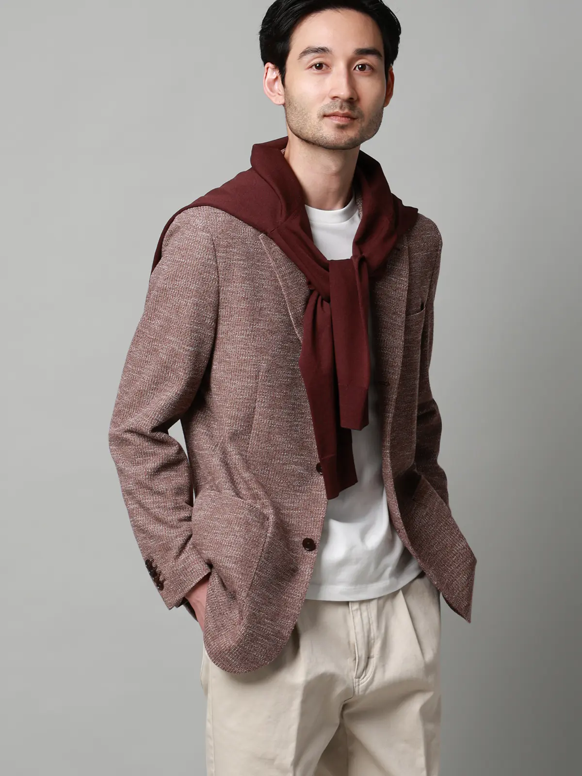 ジャケット/LANIFICIO ROMA/ストレッチ/ミックスジャージー/織柄/CR03 レッド M