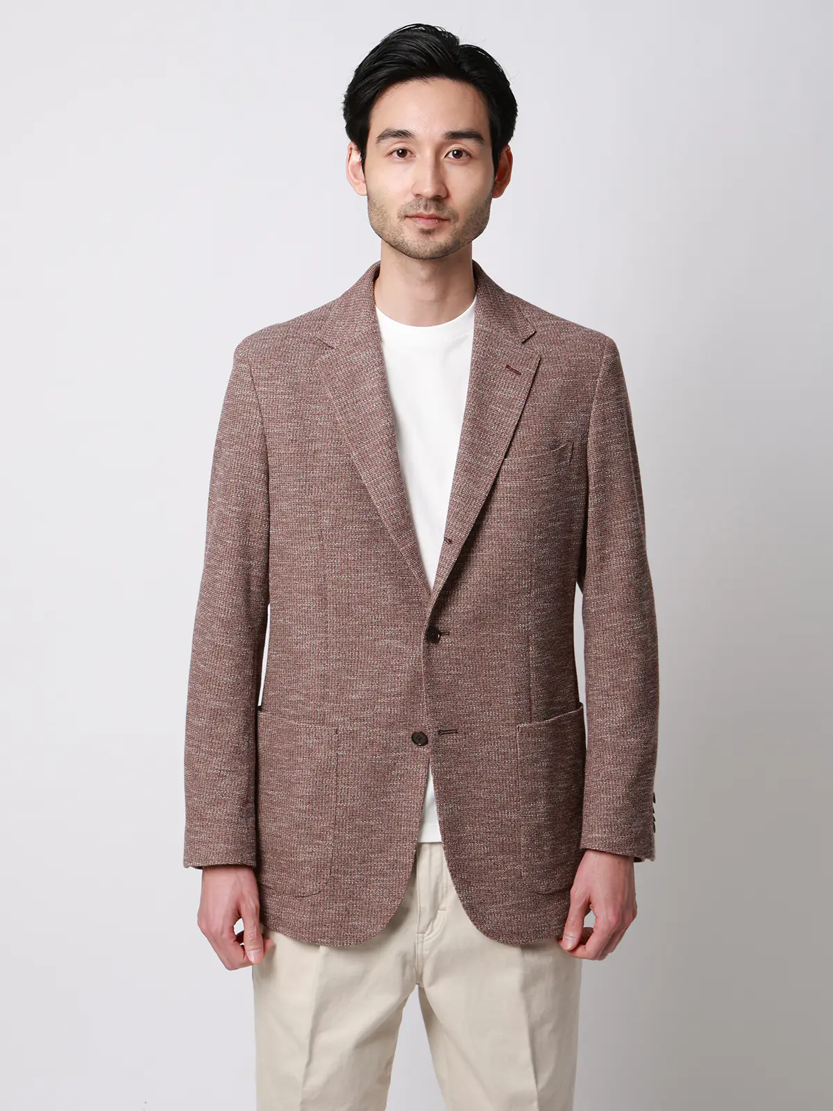 ジャケット/LANIFICIO ROMA/ストレッチ/ミックスジャージー/織柄/CR03 レッド M