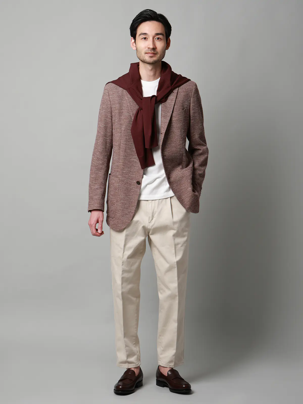 ジャケット/LANIFICIO ROMA/ストレッチ/ミックスジャージー/織柄/CR03 レッド M