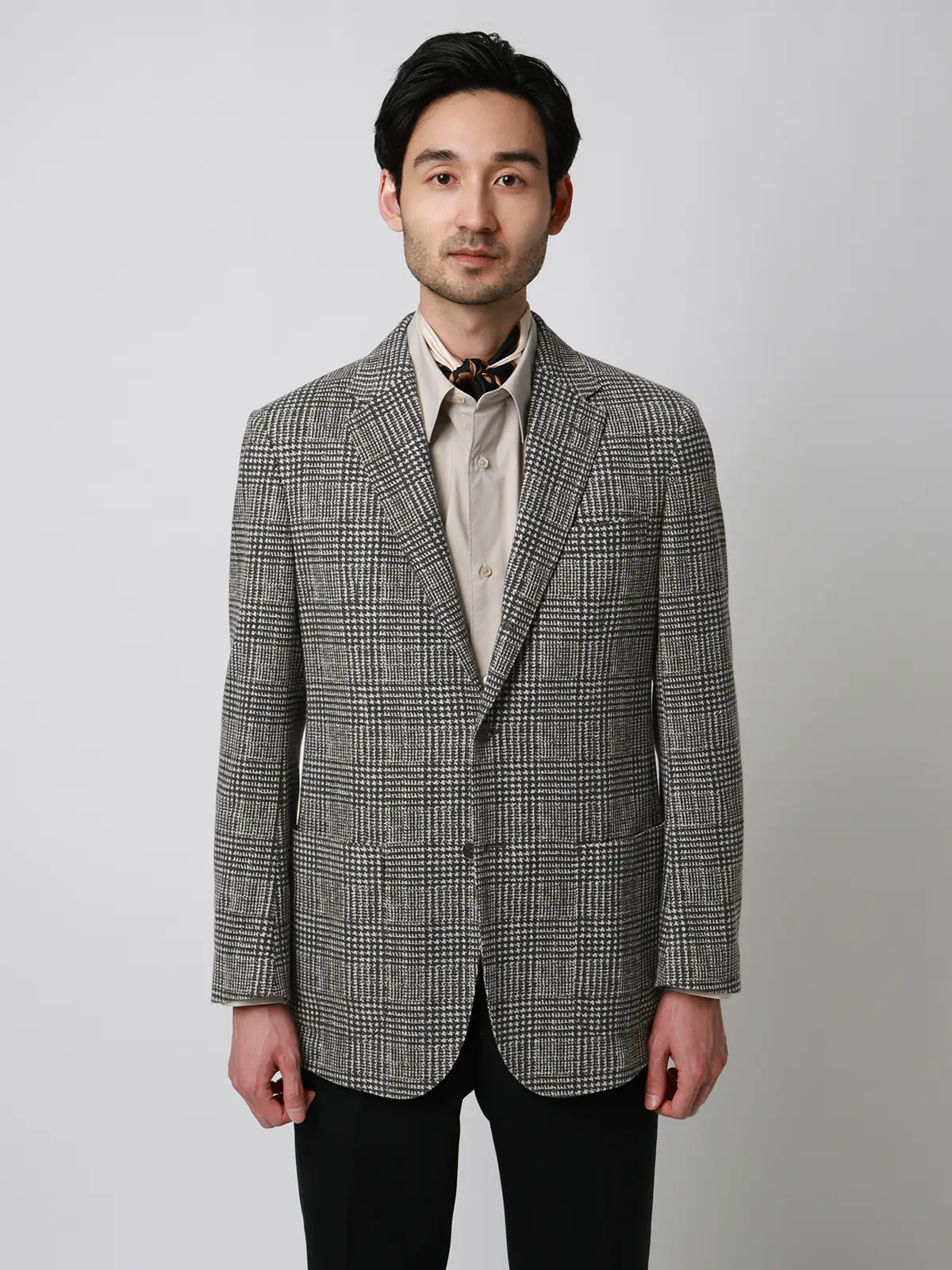 ジャケット／LANIFICIO ROMA／ストレッチ／プリントジャージー／グレンチェック／CR03 グレー S