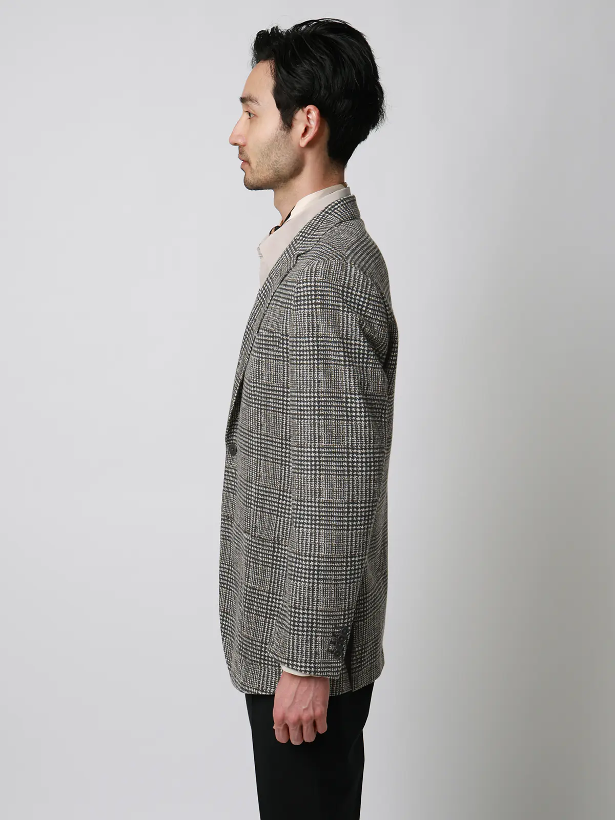 ジャケット／LANIFICIO ROMA／ストレッチ／プリントジャージー／グレンチェック／CR03 グレー S