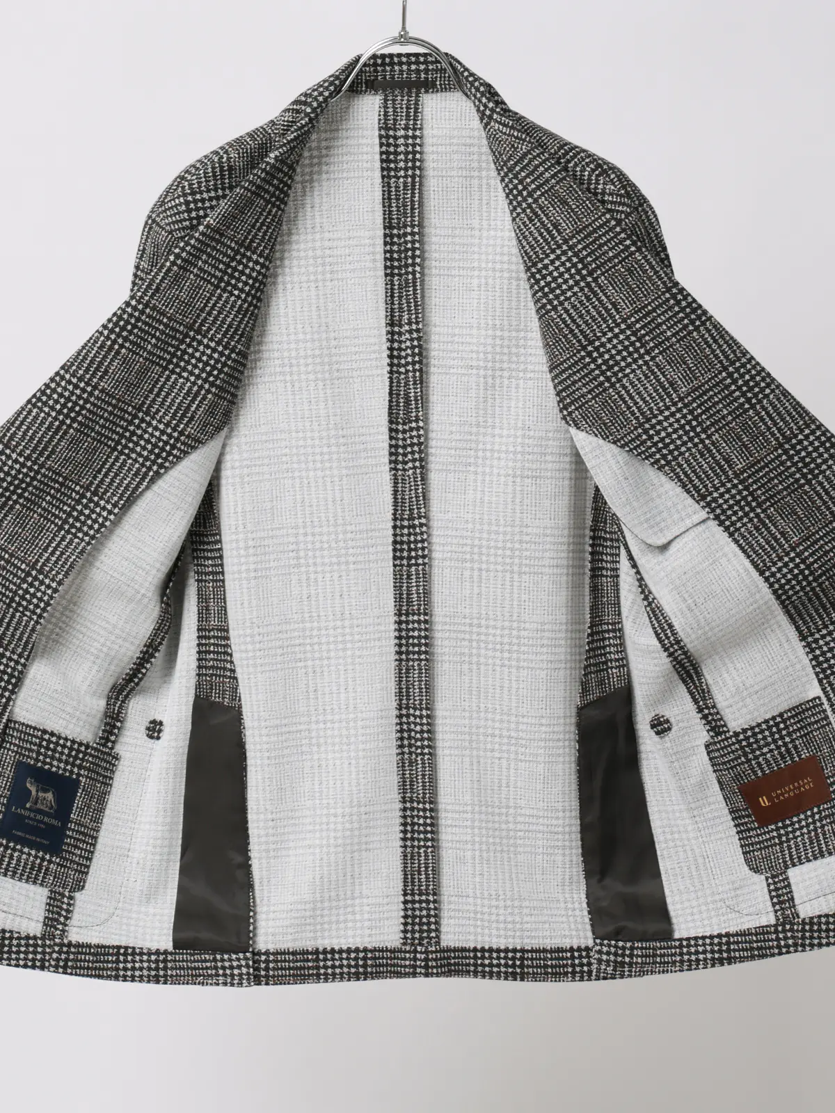 ジャケット／LANIFICIO ROMA／ストレッチ／プリントジャージー／グレンチェック／CR03 グレー S