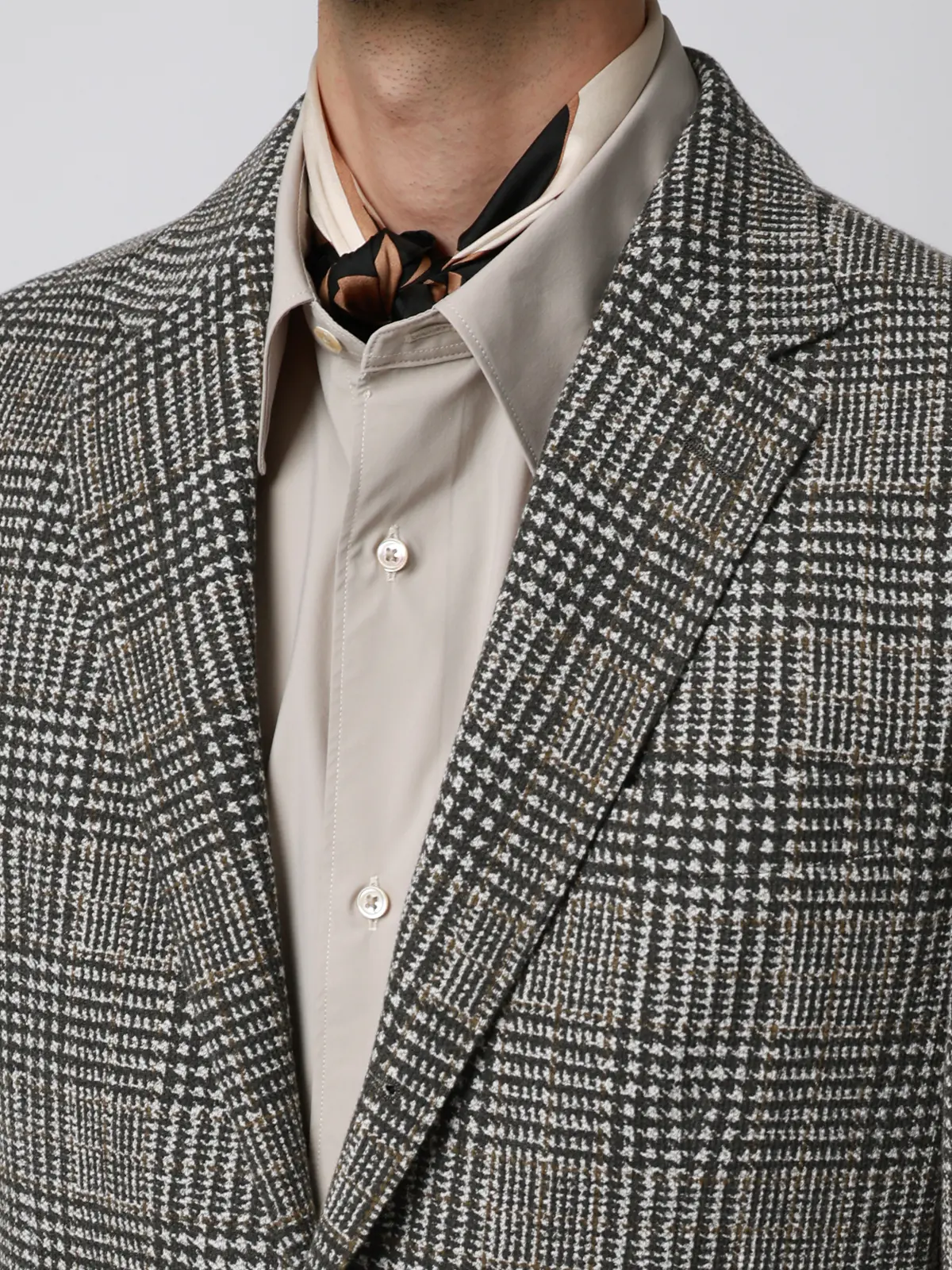 ジャケット／LANIFICIO ROMA／ストレッチ／プリントジャージー／グレンチェック／CR03 グレー S