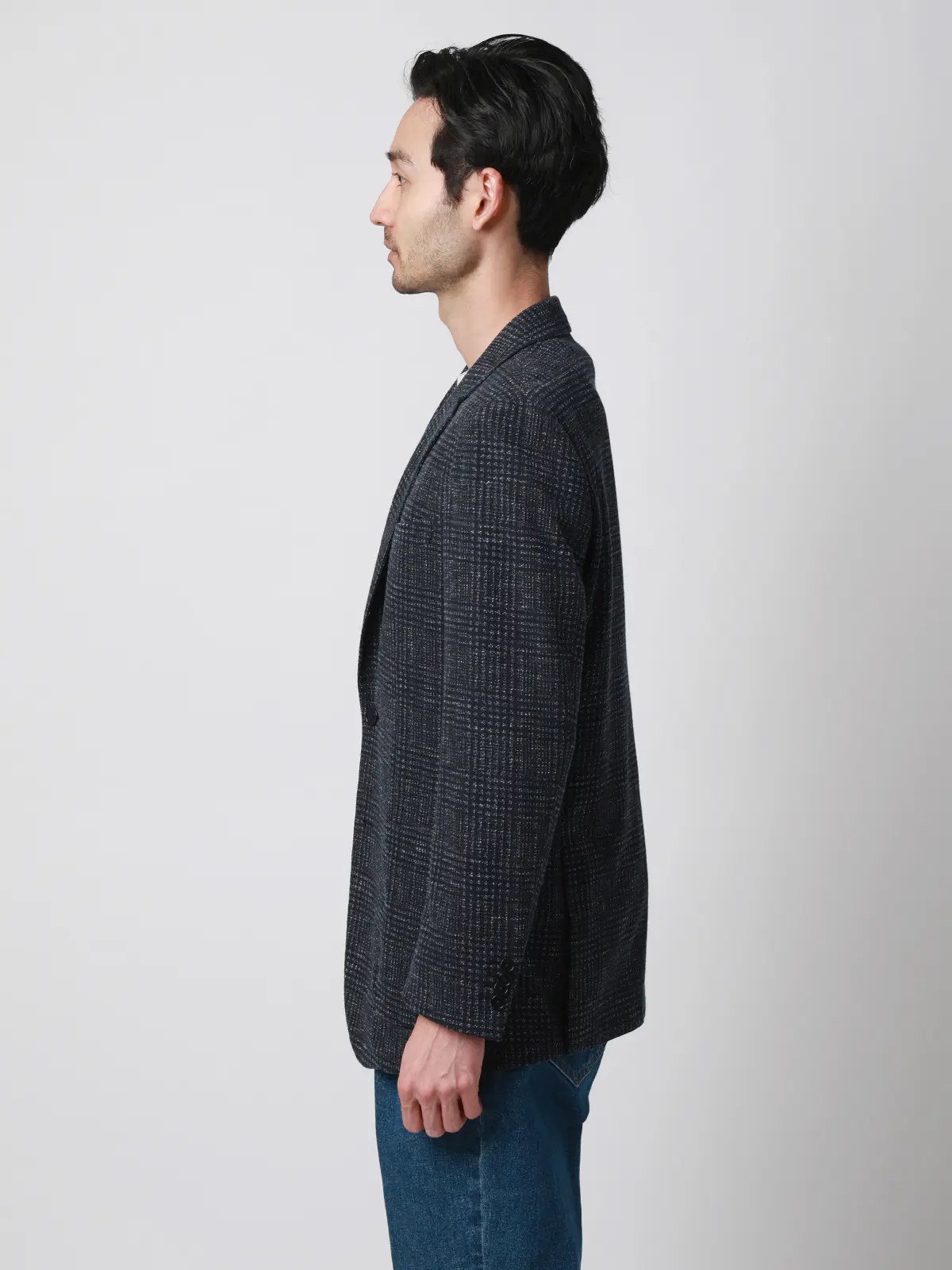 ジャケット／LANIFICIO ROMA／ストレッチ／プリントジャージー／グレンチェック／CR03 ネイビー S