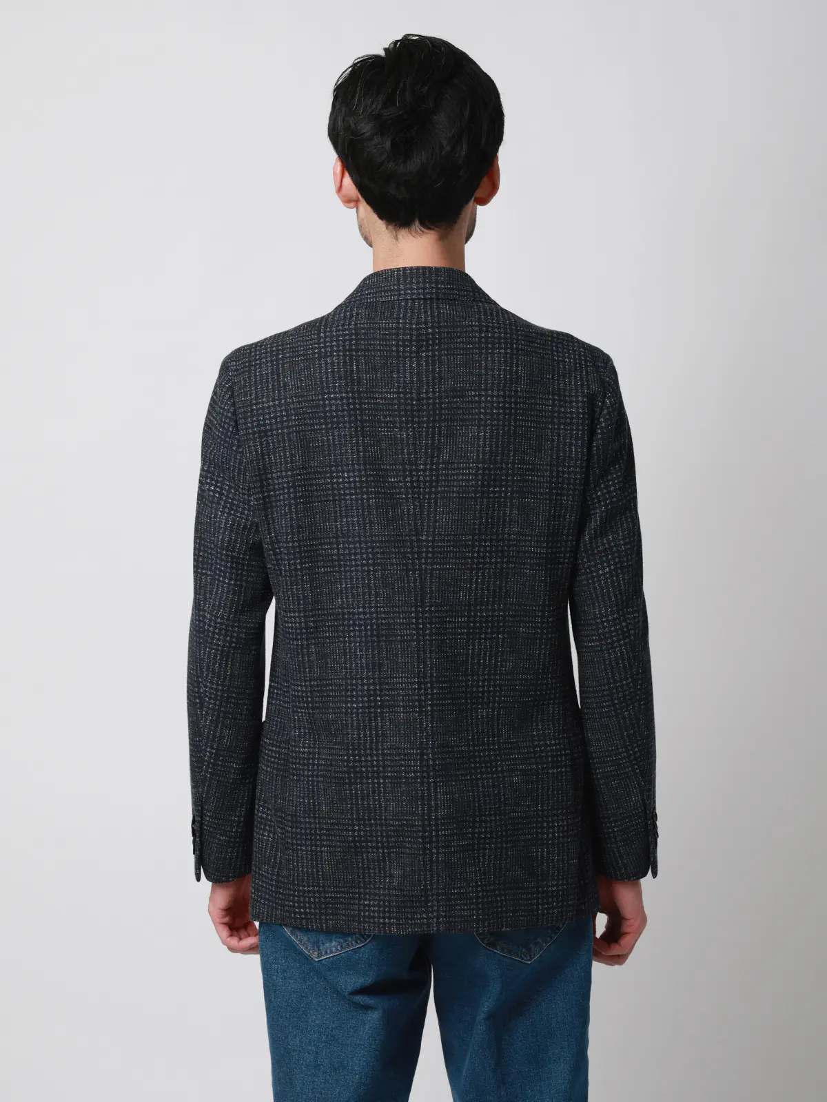 ジャケット／LANIFICIO ROMA／ストレッチ／プリントジャージー／グレンチェック／CR03 ネイビー S