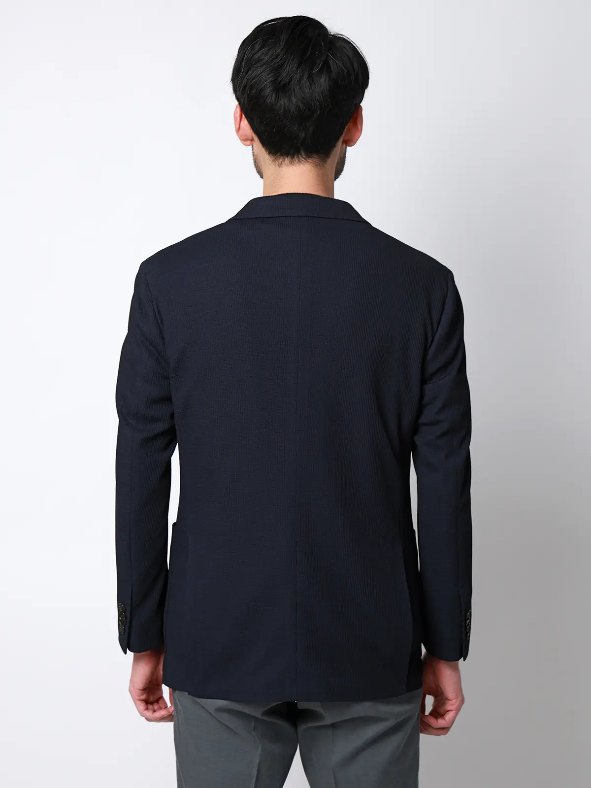 ダブルブレストジャケット/ウォッシャブル/ストレッチ/吸水速乾/RIRANCHA/織柄/CR05 ネイビー S