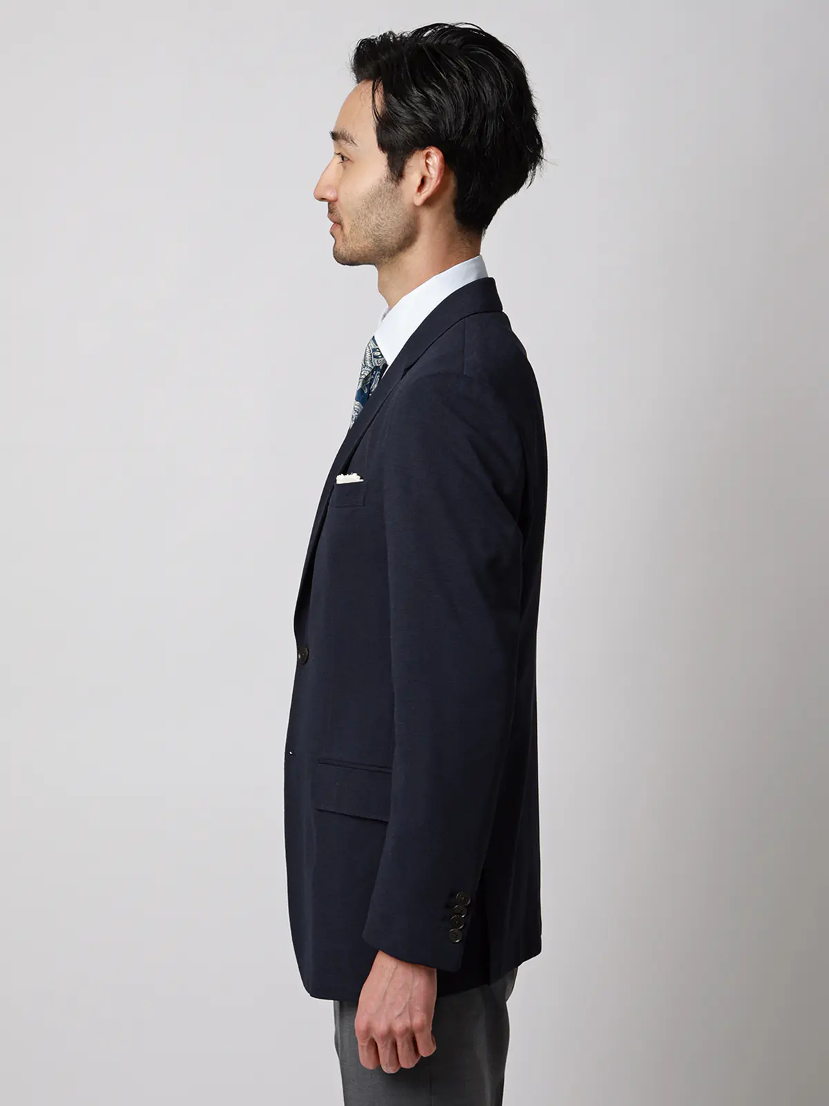 ジャケット／ウォッシャブル／ストレッチ／Primeflex／織柄／CR03 ネイビー S