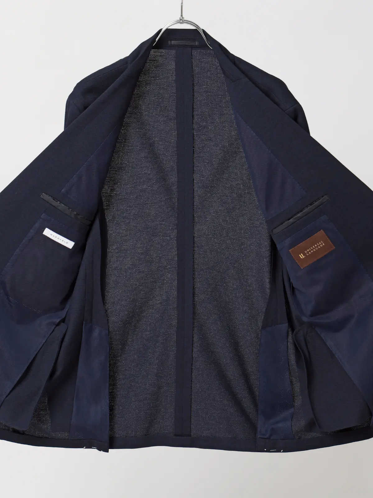 ジャケット／ウォッシャブル／ストレッチ／Primeflex／織柄／CR03 ネイビー S