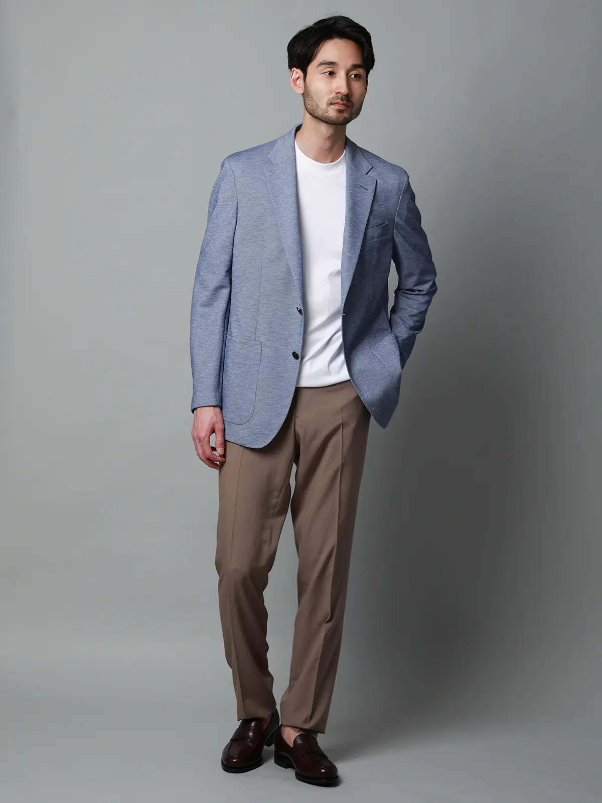 ジャケット／ウォッシャブル／ストレッチ／PARINE／ジャージー／CR03 ブルー S