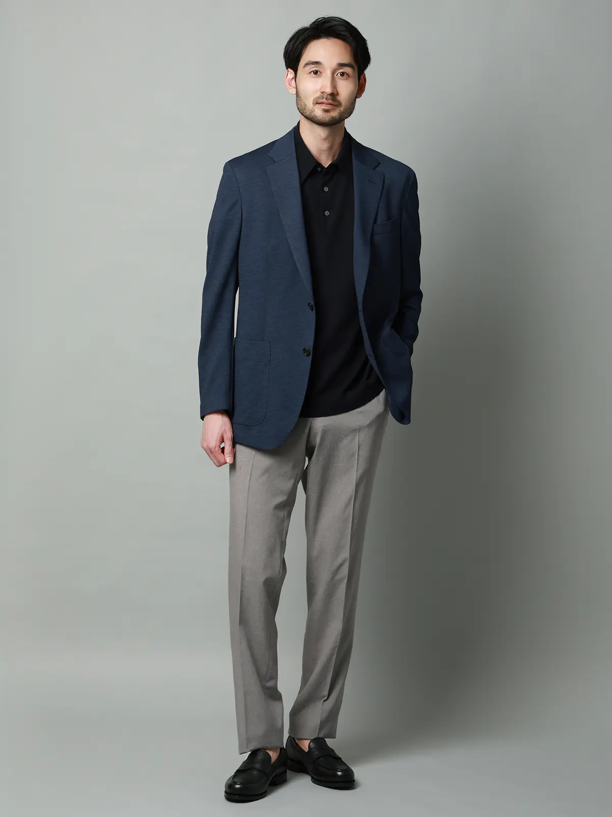 ジャケット／ウォッシャブル／ストレッチ／PARINE／ジャージー／CR03 ネイビー S