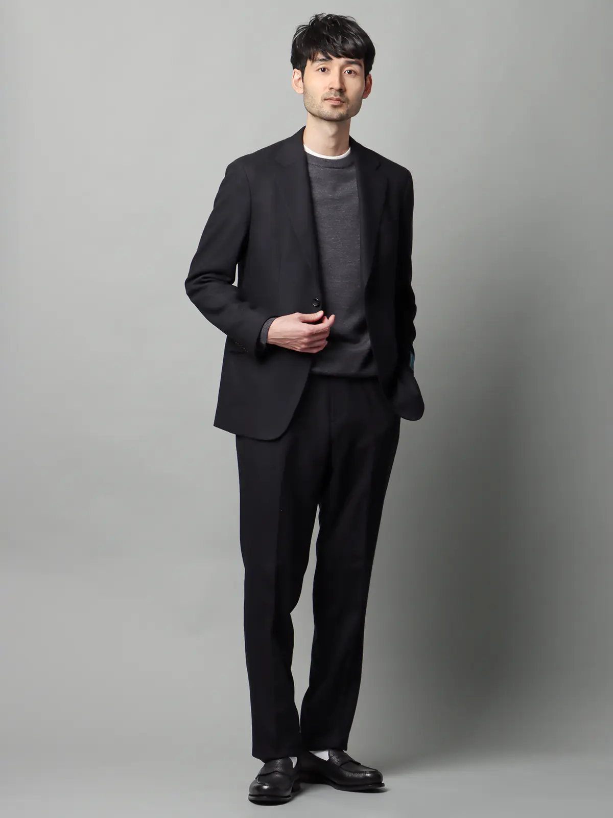 ジャケット／尾州／ウールカシミヤブレンド／ツイル／CR02 ネイビー SS