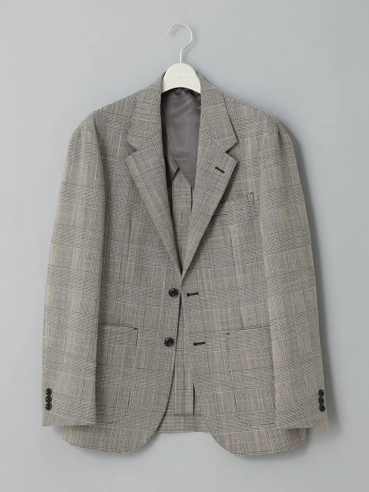 GOOVI／ジャケット／ハイツイストトロピカル／グレンチェックカラープレイド グレー 0
