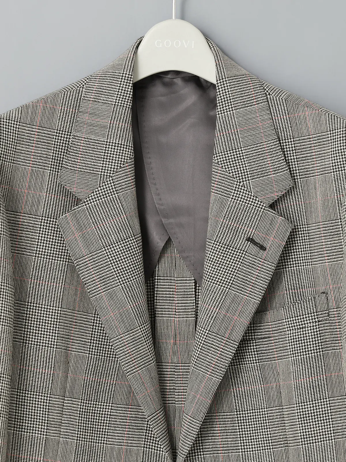 GOOVI／ジャケット／ハイツイストトロピカル／グレンチェックカラープレイド グレー 0