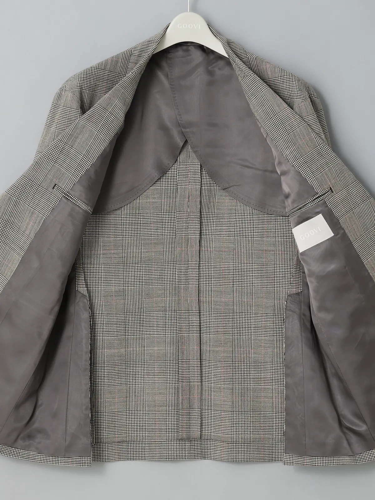GOOVI／ジャケット／ハイツイストトロピカル／グレンチェックカラープレイド グレー 0