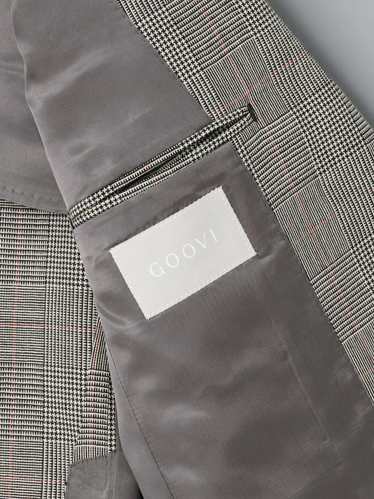 GOOVI／ジャケット／ハイツイストトロピカル／グレンチェックカラープレイド グレー 0