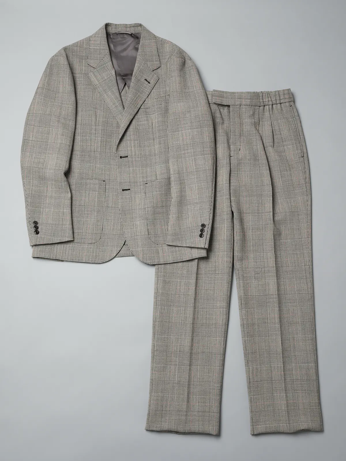 GOOVI／ジャケット／ハイツイストトロピカル／グレンチェックカラープレイド グレー 0