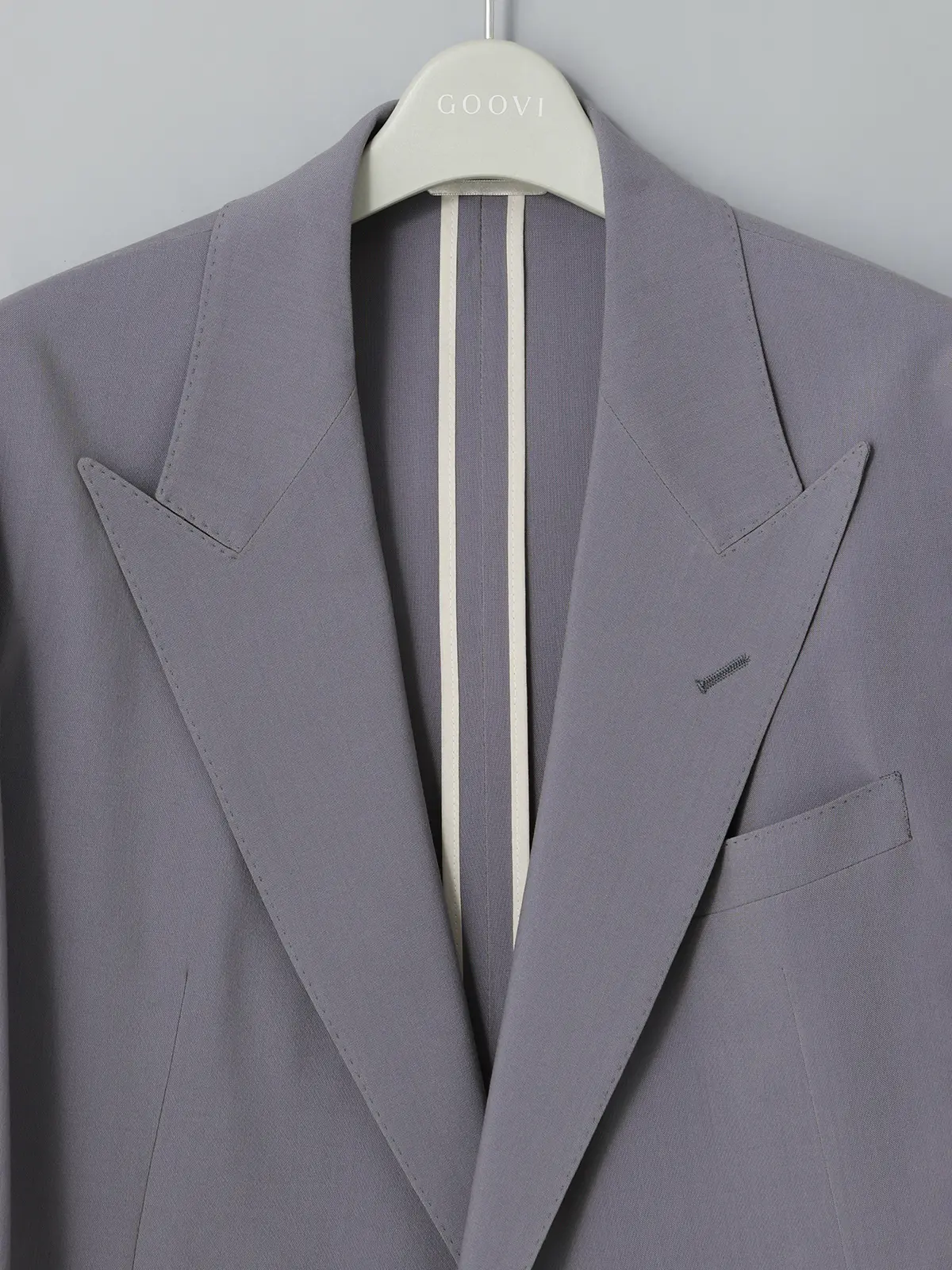 GOOVI／ダブルブレストジャケット／SUPER100'sウールトロピカル／無地 パープル 0