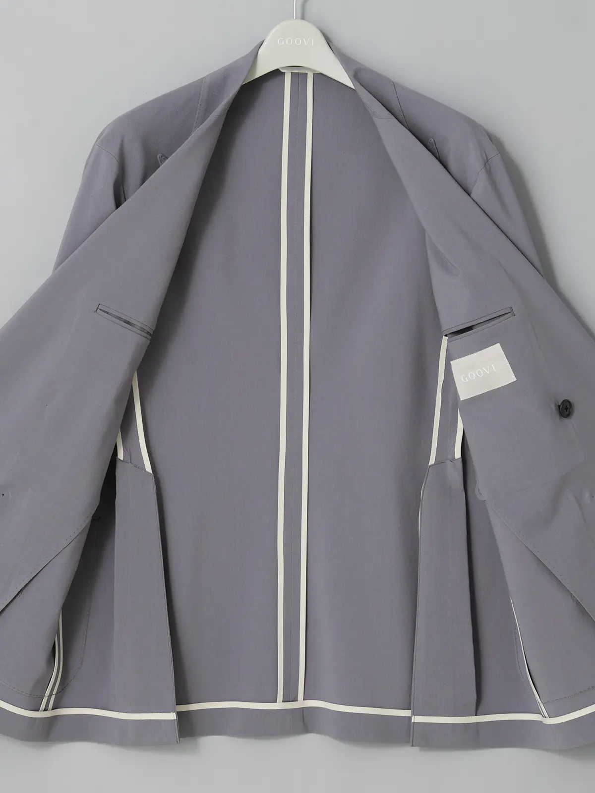 GOOVI／ダブルブレストジャケット／SUPER100'sウールトロピカル／無地 パープル 0