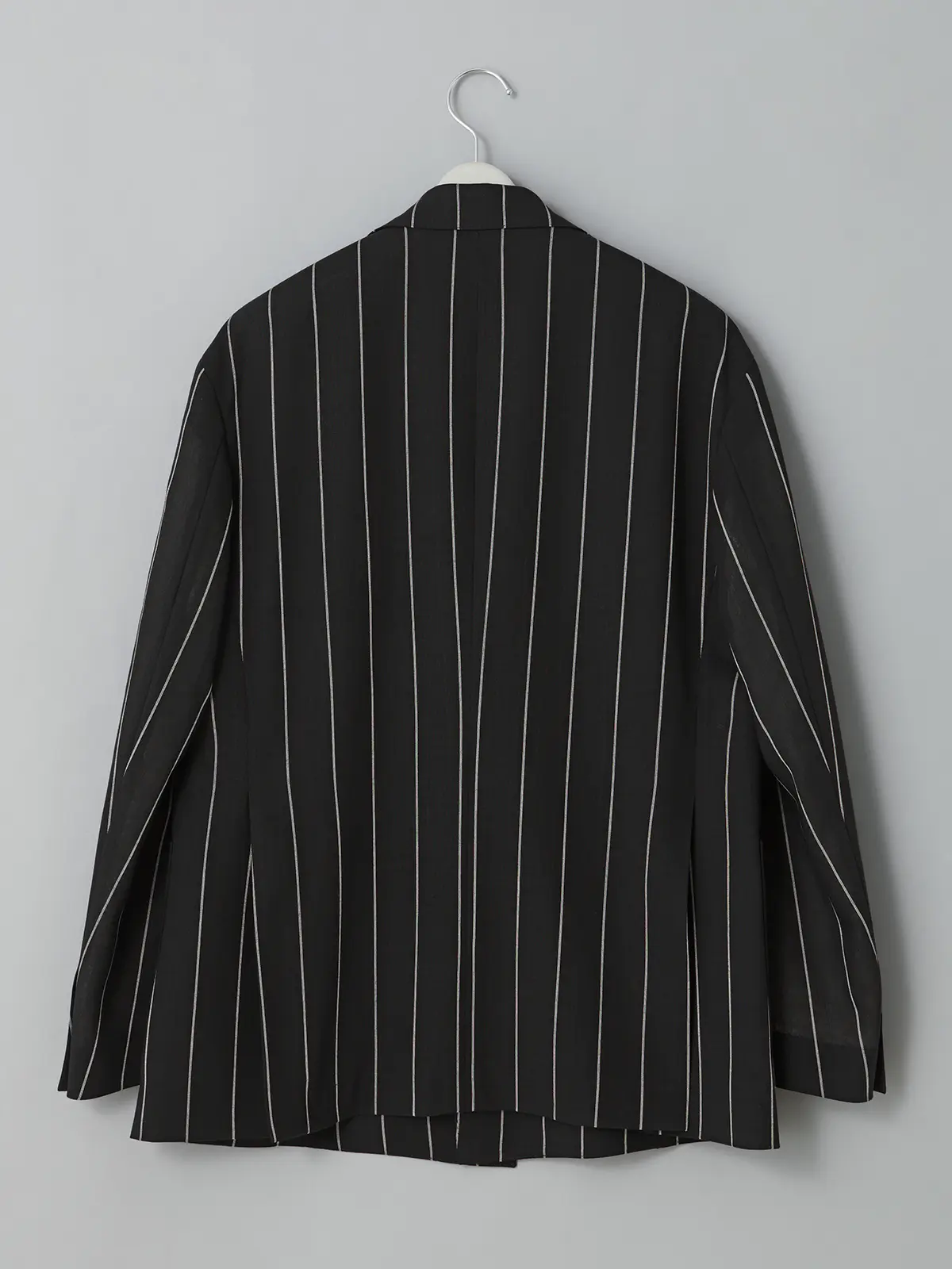 GOOVI／ダブルブレストジャケット／シェットランドウールブレンド／ワイドストライプ ブラック 0