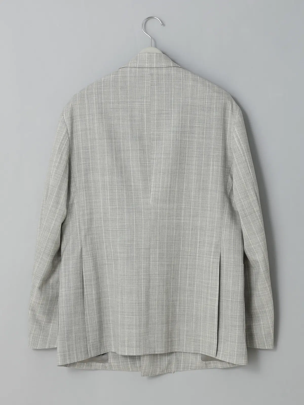 GOOVI／ダブルブレストジャケット／SUPER100'sウールトロピカル／ワイドストライプ ライトグレー 0