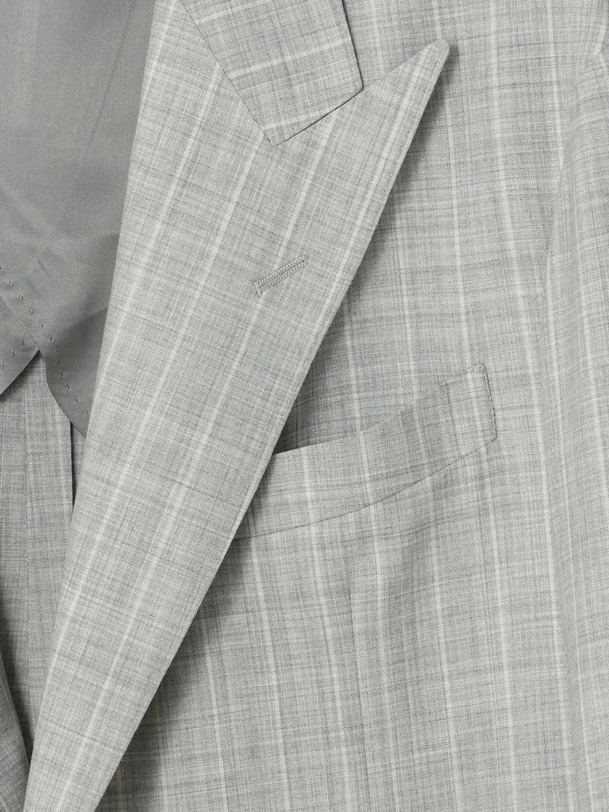 GOOVI／ダブルブレストジャケット／SUPER100'sウールトロピカル／ワイドストライプ ライトグレー 0