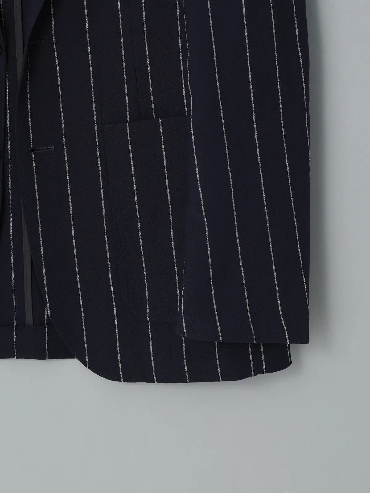 GOOVI／ジャケット／ウールブレンドサッカー／ワイドストライプ ネイビー 0