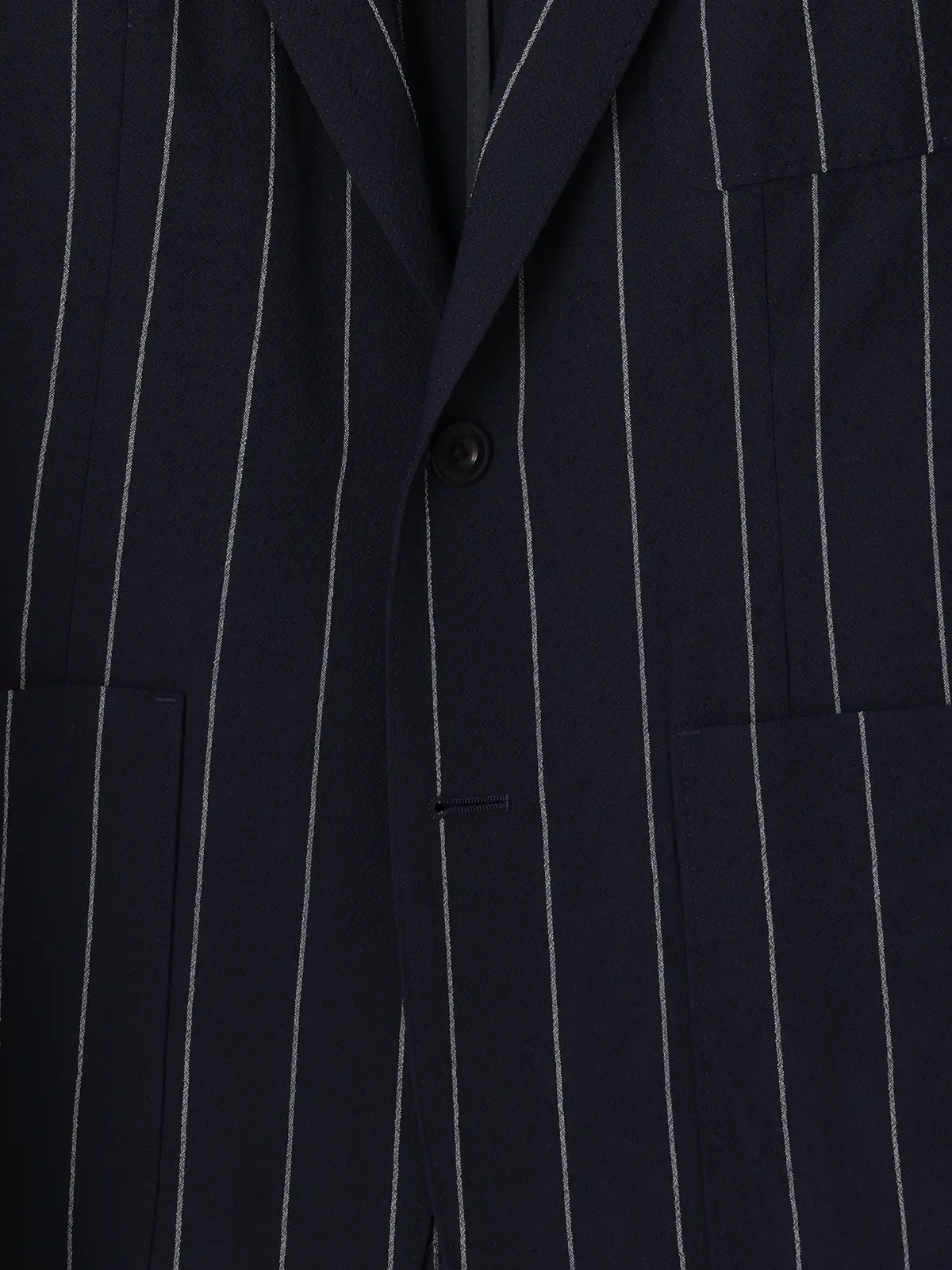 GOOVI／ジャケット／ウールブレンドサッカー／ワイドストライプ ネイビー 0