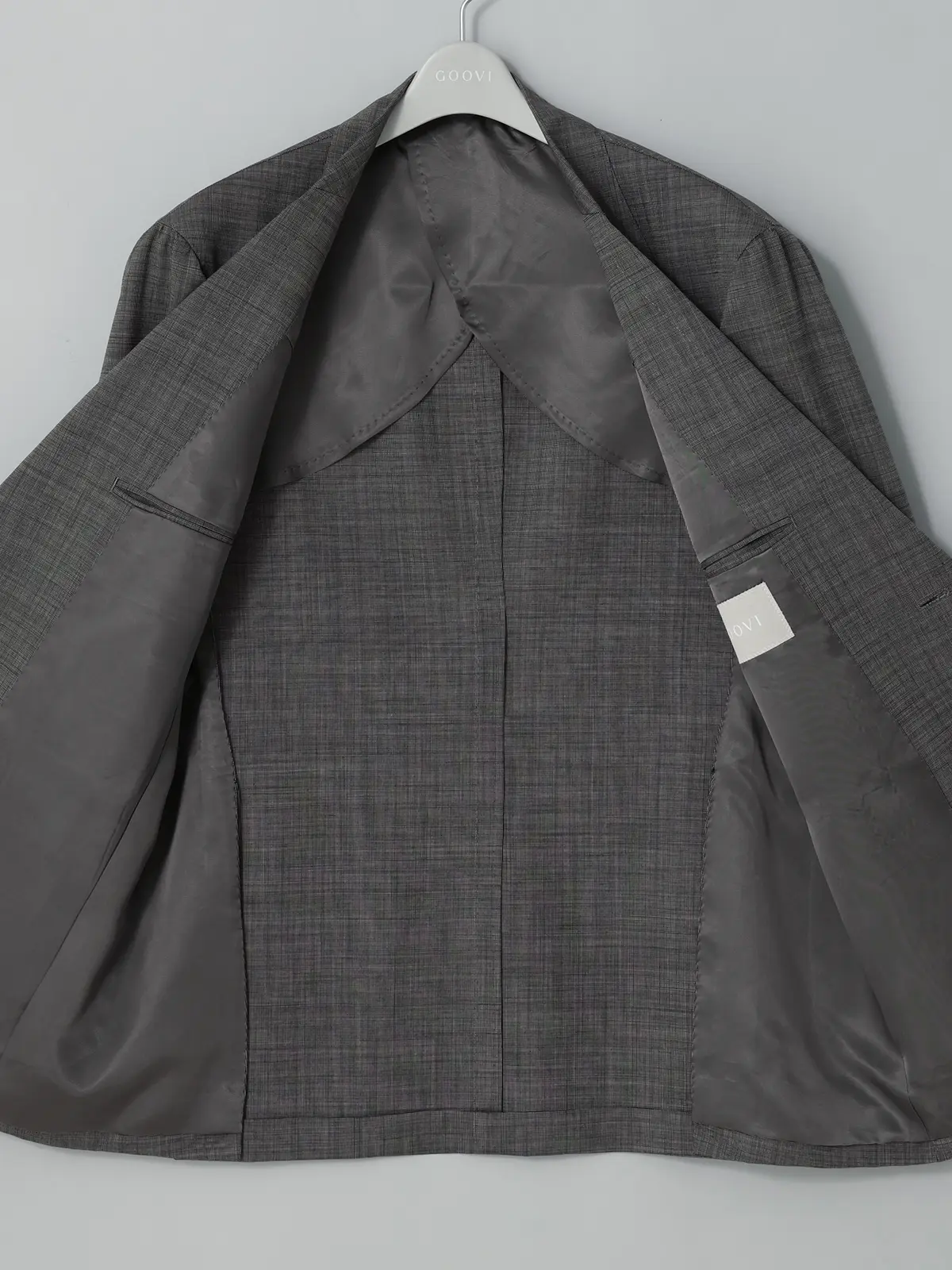 GOOVI／ジャケット／ウールモヘア／トロピカルシャンブレー／織柄 グレー 1