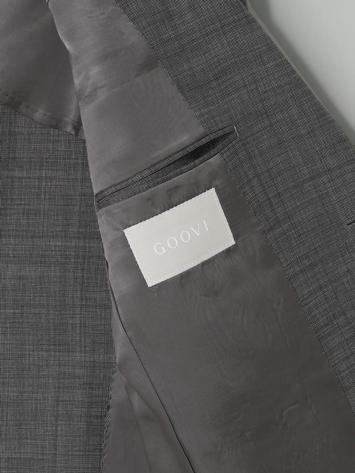 GOOVI／ジャケット／ウールモヘア／トロピカルシャンブレー／織柄 グレー 1