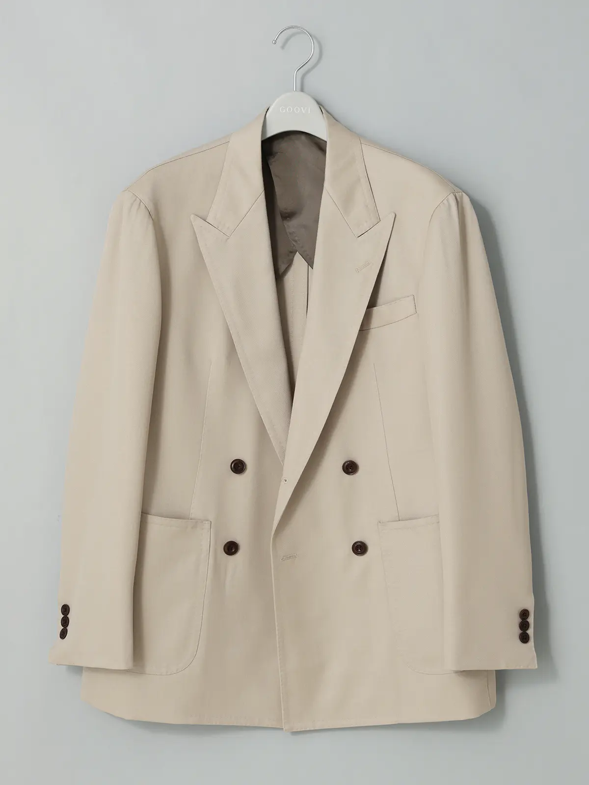 GOOVI/ダブルブレストジャケット/ウールモヘアギャバジン/無地 ベージュ 1