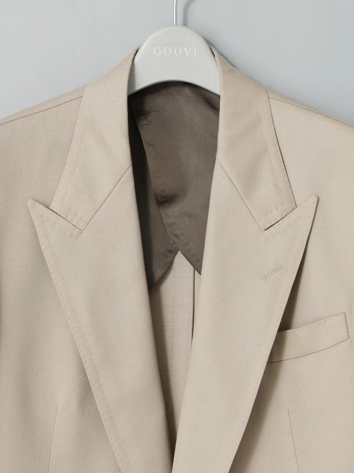 GOOVI/ダブルブレストジャケット/ウールモヘアギャバジン/無地 ベージュ 1