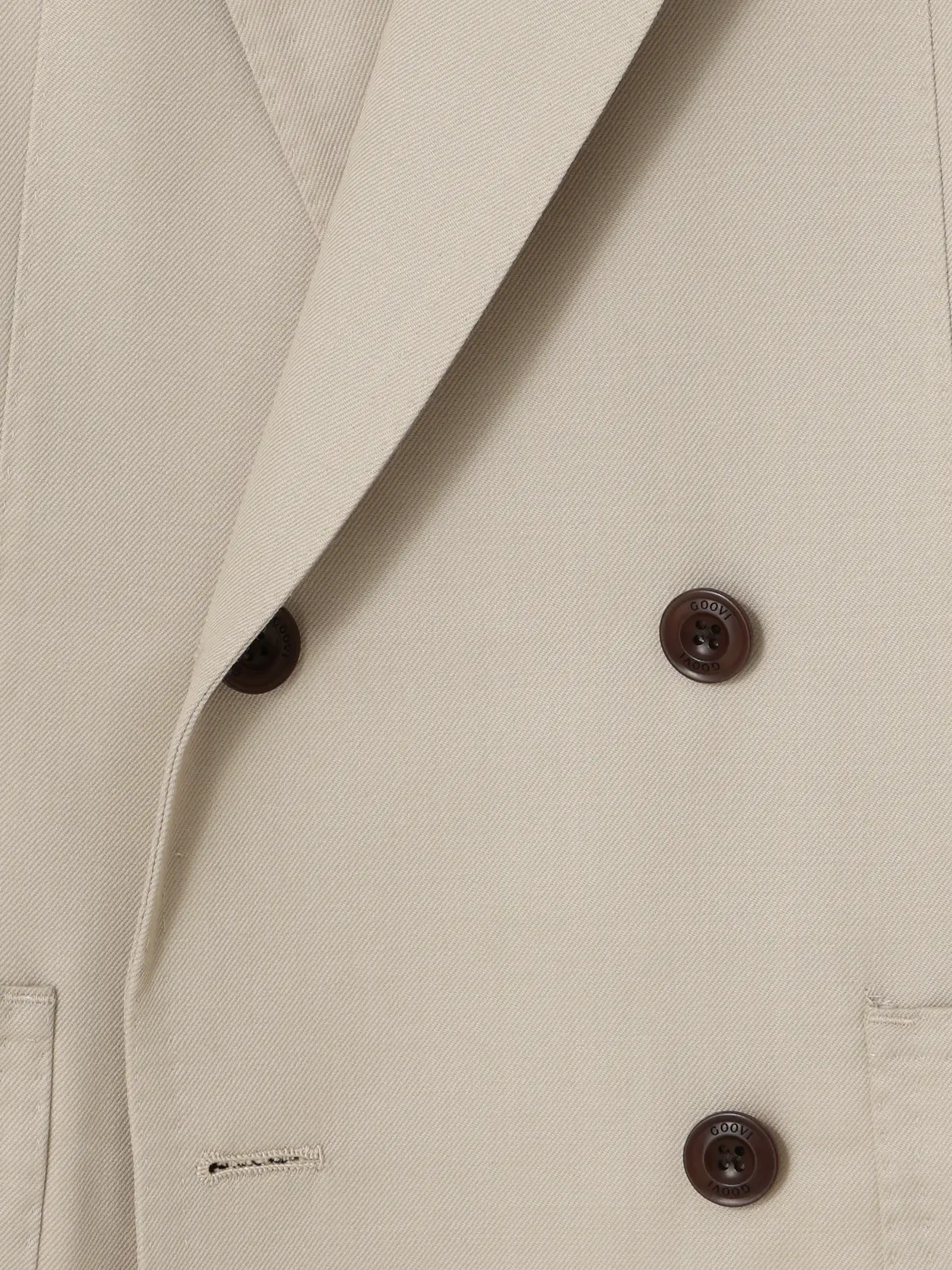 GOOVI/ダブルブレストジャケット/ウールモヘアギャバジン/無地 ベージュ 1