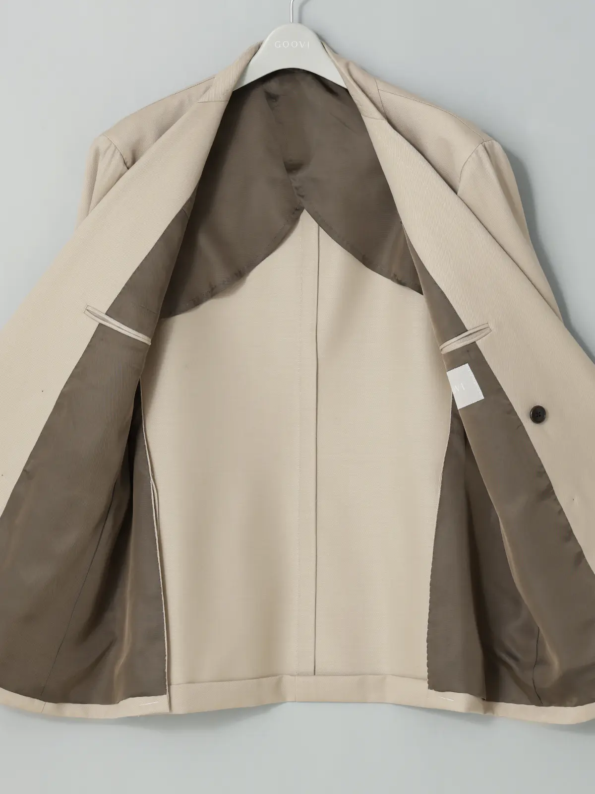GOOVI/ダブルブレストジャケット/ウールモヘアギャバジン/無地 ベージュ 1